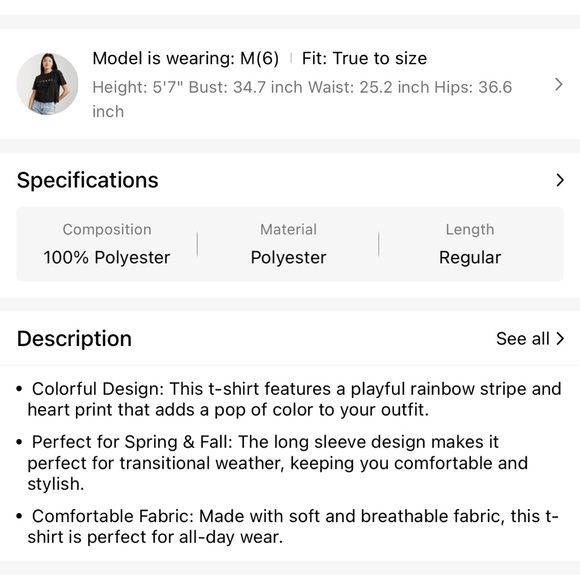 NWT 🤍🏳️🌈 WHITE RAINBOW STRIPED HEART PRIDE CREW LONG SLEEVE TSHIRT Women’s M - Picture 5 of 6